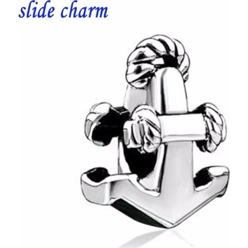 Slide charm Free shipping Mothers Day the luxury brand sports anchor charm beads fit Pandora charm bracelet Christmas