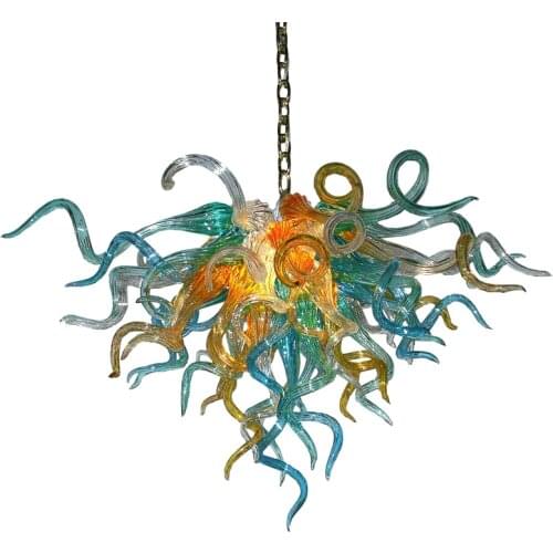 Nordic Hanging Chandelier Lamp Turquoise Amber Hand Blown Glass Interior Pendant Lights for Bedroom Dining Table Living Room