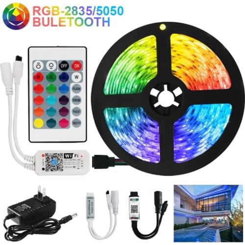RGB LED Strip Lights Bluetooth WiFi Luces Led 5050 SMD2835 Flexible Waterproof Tape Diode Remote Control Lighting 5M10M15M DC12V