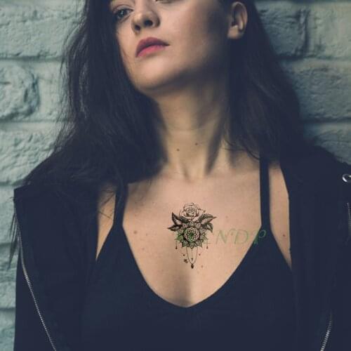 Waterproof Temporary Tattoo Sticker Rose Lotus Mandala Fake Tatto Flash Tatoo Tatouage arm hand neck foot For Women Girl