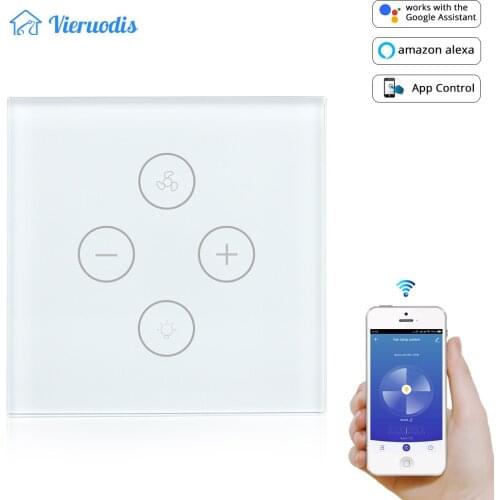 Smart Life Wifi Fan Light Switch,EU/US Ceiling Fan Lamp Switch Tuya Remote Various Speed Control Work with Alexa, Google Home