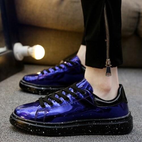 Trendy Purple Luxury Mens Casual Shoes Mirrors Glossy Designer Sneakers Men Casual Comfort Men Mirrors Shoes zapatos de hombre