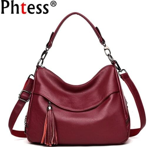 2019 women leather handbags lxuury designer crossbody bags female sac a main vintage tassel shoulder bags ladies hand bag bolsas