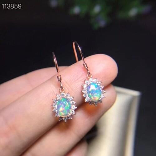 Water drop style Opal earrings with silver hook for women fine jewelry fireworks shiny natural gem 925 silver birthstone gift
