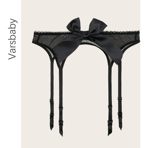 Varsbaby Sexy fashion high quality eyelash lace garter belt transparent underwear S M L XL temptation suspender belt