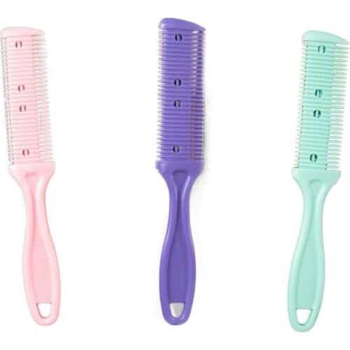 1pcs 3 Colors Hair Razor Comb Handle Hair Razor Cutting Thinning Comb Home DIY Trimmer inside with Blades Hair Brush