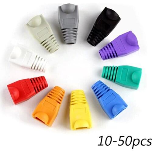 10-50PCS RJ-45 CAT6 CAT5e Adapter Cap Ethernet Network Cable Connector Plugs RJ45 Caps Cat 5 CAT6 Protective Sleeve Multicolour
