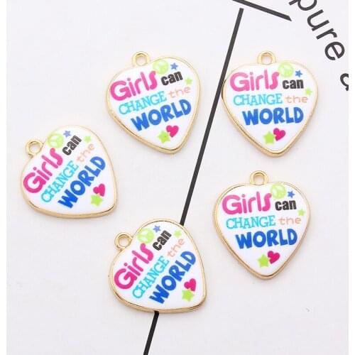 10pcs Letters Heart Shaped Enamel Charms Pendants Love Girls Floating Fit Making Bracelet Earrings Hair Jewelry DIY Accessories