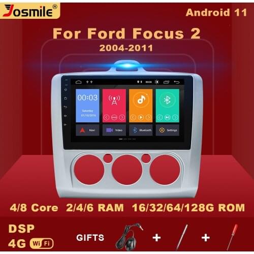 2 din Android 11 Car Radio Multimedia Player For ford focus 2 3 MK1/Mk2/Mk3 GPS Navigation AI Voice Control Bulit-inCarplay DSP