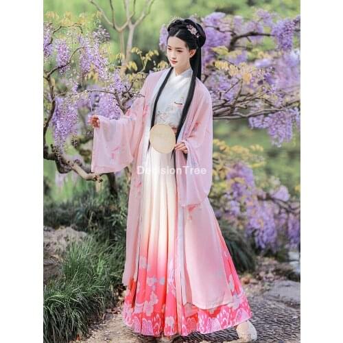 2021 women hanfu chinese folk dance vintage costume elegant hanfu suit han dynasty cosplay costume outfit princess dress