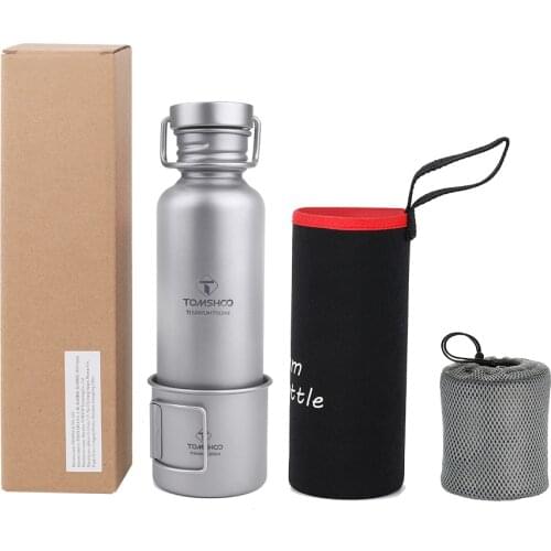 600ML/750ML Full Titanium Water Bottle 300ML Titanium Cup With Handle Ultralight Outdoor Camping Hiking Cycling Water Bottle