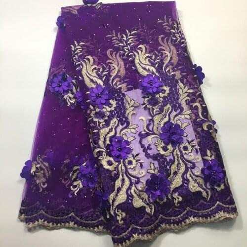 African Lace Fabric 3D Flower High Quality 2021 French Tulle Lace Fabric Appliqued Nigerian Net Lace For Wedding Dress M25862