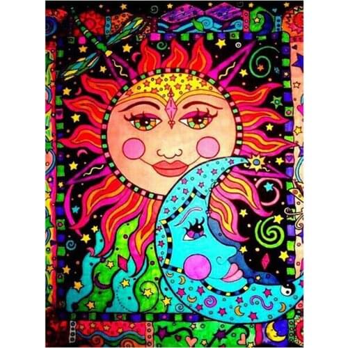 Diamond Painting Sun and Moon Full Drill Diamond Painting Kits for Adults Gem Pictures for Home Decoration