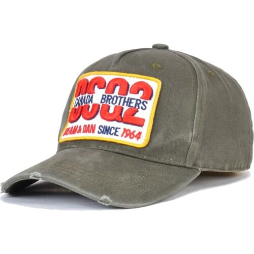Army Green New DSQICON Casquette Dad Hip Hop Baseball Cap Casquette Hats Solid Pattern Hats Letters Snapback Cap for Man caps