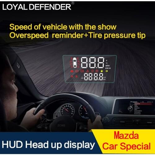 Loyal Defender car HUD Head Up Display Windshield Projector Auto Overspeed Warning System Voltage Alarm OBD2 Car for Mazda
