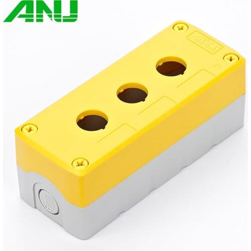 IP66 PC+ABS 3 Hole Control Box Yellow/Gray Waterproof Push Button Switch Box Suit For Emergency Stop Indicator