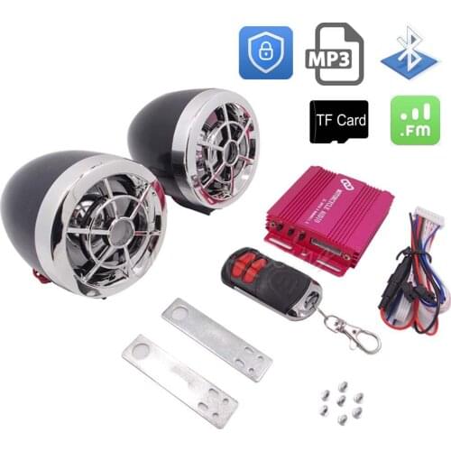 Motorcycle Bluetooth Speaker Motorbike Stereo Speakers FM Radio Audio Player Support USB TF Card Motor Alarm MP3 Music Player