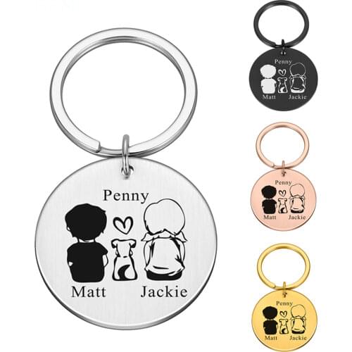 Personalized Valentines Day Gift Keychain Custom Name Key Chain Gift for Boyfriend Dog Lovers Girlfriend Couple Keychain