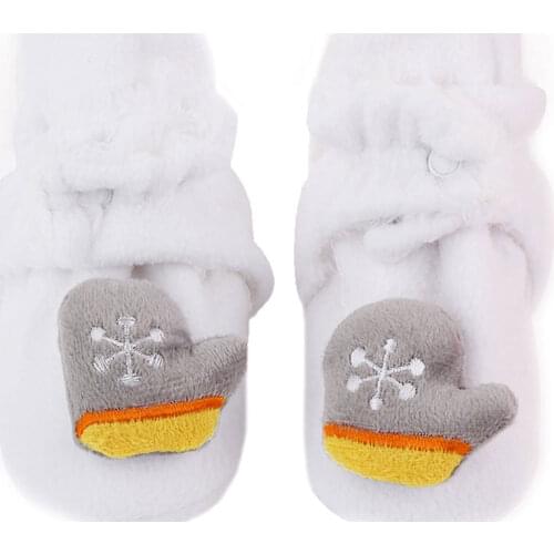 Pudcoco Baby Christmas Booties Winter Warm 3D Cartoon Fleece Socks Crib Shoes Non-Slip Toddle First Walking Shoes