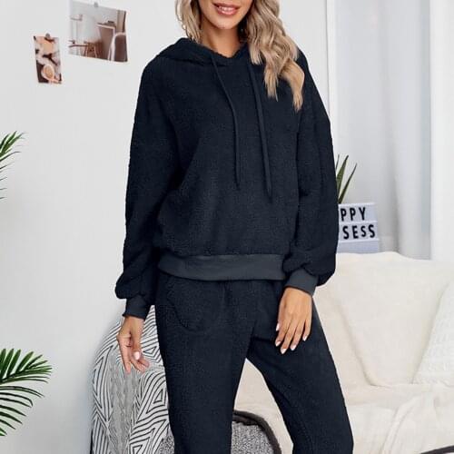 Homewear Women Set Spring Autumn Sweatshirt Hoodie Pants Plush Two Piece Outfit Tracksuit Plus Size Women Suit