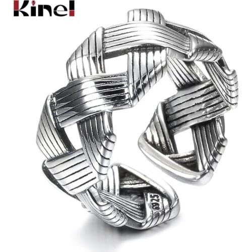 Kinel 925 Sterling Silver Rings for Women Jewelry Hollow Vintage Wedding Brand Gift Fine Jewelry Wholesale