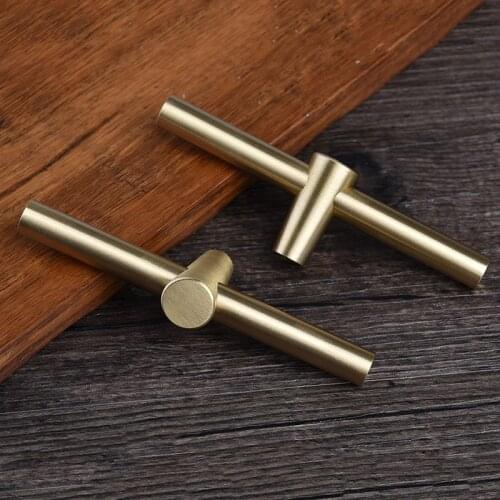 Brass Cabinet Handle and Knobs Kitchen Cabinet door Bar Drawer Pull Handles Wardrobe T bar Furniture Hardware