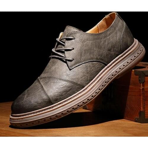 Newest Shoes Men Mens Business Oxford Shoes Leather Dress Shoes Formal Office Wedding Shoes for Men 2020 New Bullock