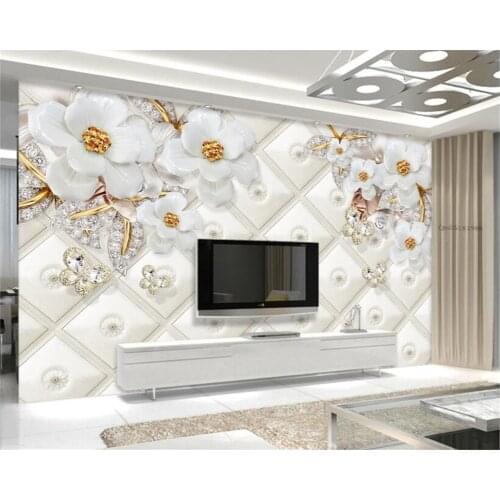 Beibehang photo wallpaper murals Embossed white jewelery flower adorned with Jewelry leaves 3d Home decor wallpaper papier peint