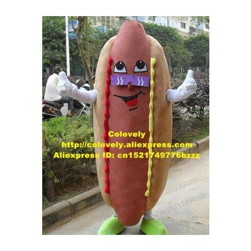 Fancy Brown Hotdog Hot Dog Chilli Dog Frankfurters Tube Steak Mascot Costume With Purple Glasses Brown Nose No.4331 Free Ship