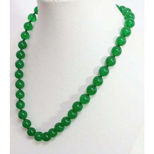 Delicate malaysia green chalcedony jades round beads 8,10,12mm necklace pretty wedding ceremony elegant jewelry 18inch B1465