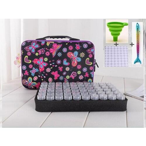 New Diamond Painting 60 Bottle Butterfly Storage Box, Rhinestone Embroidery Storage Bag, Mosaic Accessories, Tool Bag, Portable