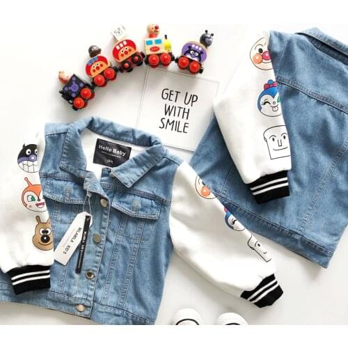 Tonytaobaby Autumn and Winter Clothing New Boys' and Girls' Childrens Clothing In Autumn and Winter Coat Denim Patchwork Coat