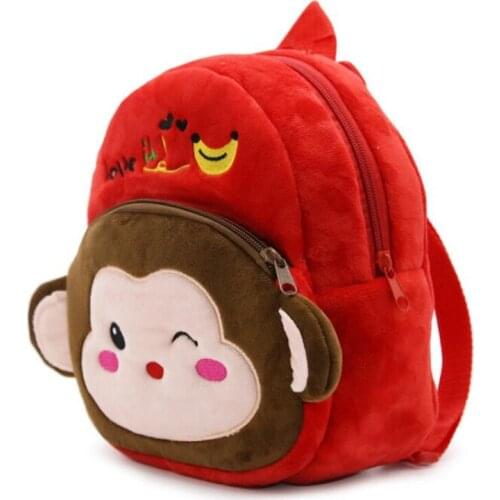1-3 Years Children Cartoon Animal Plush Backpack Kindergarten Baby School Bags Cute Monkey Infant Peluche Toy