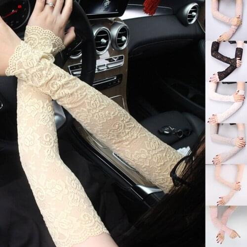 Summer Elastic Sleeve Sunscreen Lace Arm Sleeve Lady Fingerless Gloves Women Sexy Long Lace Gloves Mittens Driving Gloves