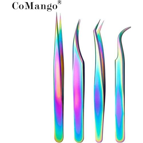 CoMango Eyelashes Tweezers Stainless Steel superhard Tweezers High Precision Anti-static tweezers for Eyelash Extensions