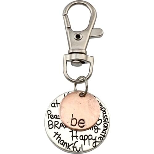 MIC 20pcs Zinc Alloy "Be" Happy Strong Thankfull Charm With lobster clasp DIY Jewelry 25mm A-128b