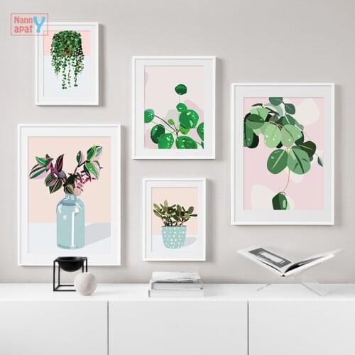 Watercolor Green Plant Poster Green Radish Plant Scandinavian Wall Art Canvas Painting Nordic Posters And Prints Home Decoration