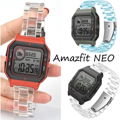 Clear Watch Strap for xiaomi huami amazfit neo smart watch Correa transparent band adjustable Plastic light bracelet