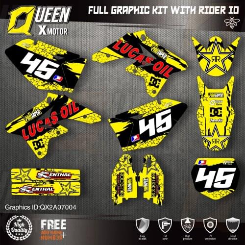 Queen X MOTOR Custom Team Graphics Decals Stickers Kit For SUZUKI Decal 2007 2008 2009 RMZ 250 004