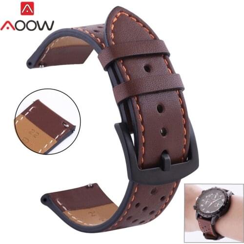 Genuine Leather Strap Watchband 18mm 20mm 22mm 24mm for Samsung Galaxy Watch Active2 S2 S3 Huawei GT Amazfit Men Band Bracelet