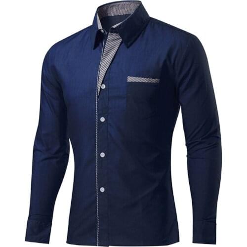 NEW Mens Casual Shirts Slim Fit Single Breasted Shirts Comfortable Long Sleeve Turn-down Collar Shirts Solid Color Stripe Shirts