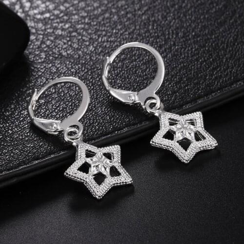 New charms 925 Sterling Silver star drop earrings for women Ear clip high quality Fashion party engagement Jewelry Holiday gifts