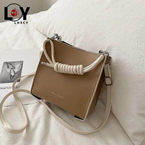 LHXCY Korean Style Pu Leather Magnetic Button Crossbody Bags High Capacity Stitching Color Travel Shoulder Bags New Luxury Bags