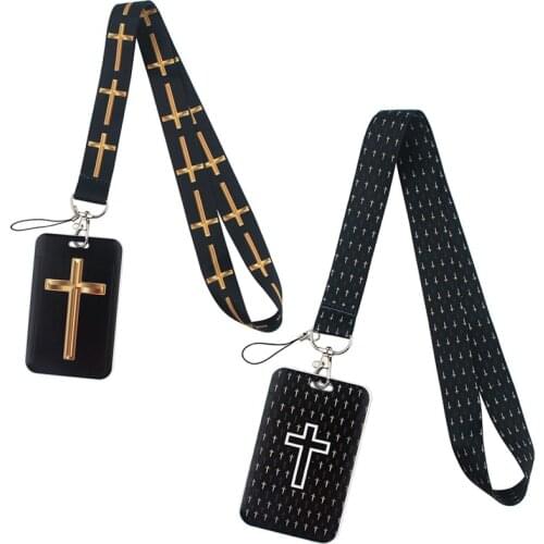 YA174 Cross Jesus Belief Neck Strap For Card Badge Gym Key Chain Lanyard Key Holder DIY Hang Rope For Religious Believers