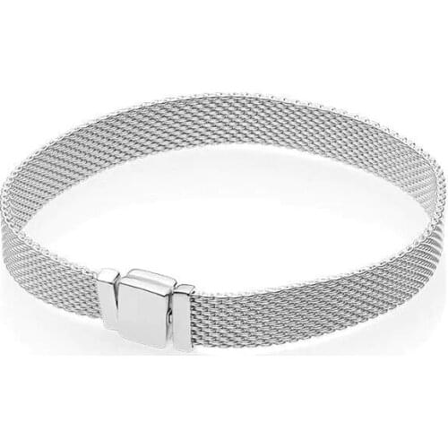 100% Real 925 Sterling Silver Bracelet Reflexions Mesh Bracelets for Women S925 Fine Jewelry Making Pulseras Bijoux Femme