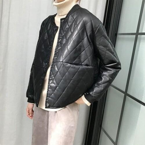 Winter Pu Leather Jacket Women Parkas Mujer 2019 Fashion Ladies Cotton Down Jackets Short Slim Coat Female Outwear LW497