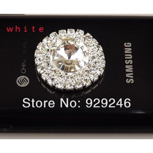 1pcs/lot 32mm silver AB clear crystal rhinestone round button for mink coat decoration round crystal applique for shoes garments