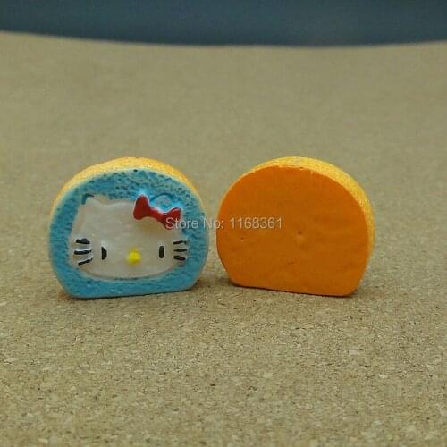 1pcs/lot resin flat back light blue Kitty cat cake 19mm Cabochons Hair Bow Center Card Frame Making Craft DIY B012-10