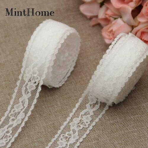 10M/Roll 2.5cm Non-Elastic Lace Hair Accessories DIY Childrens Bow Accessories white fabric lace