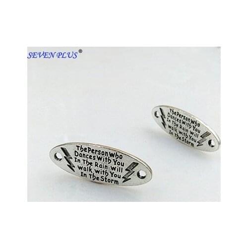 High Quality 10 Pieces/Lot 13mm*33mm The Person Who Dances With You Walk With You In The Strom Words Bracelet Connector Charms